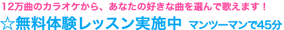 ☆あなたの好きな歌でレッスンができます。無料 体験レッスン！ マンツーマンで４５分